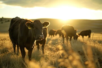 Healthy Wagyu Cattle Grazing in a Feild
