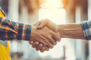 Teamwork meeting join hands Engineer Manager Foreman fist bump together, Close up