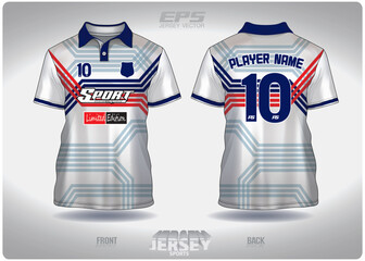 EPS jersey sports shirt vector.Blue and white stripes cut red pattern design, illustration, textile background for sports poloshirt, football jersey poloshirt.eps