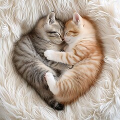 Naklejka na ściany i meble cats sleeping on a pillow