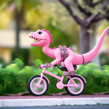 Dinosaur riding a bicycle