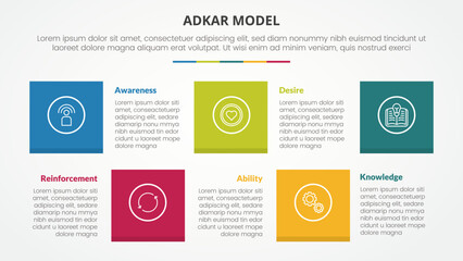adkar change mangement model infographic concept for slide presentation with square shape combination up and down with 5 point list with flat style