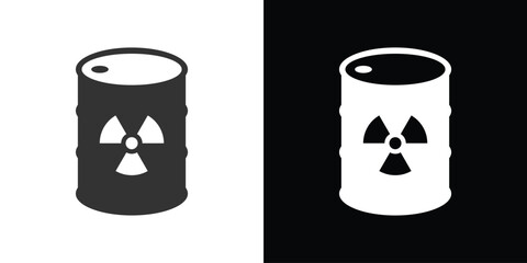 radiation barrel icon on black and white  - obrazy, fototapety, plakaty