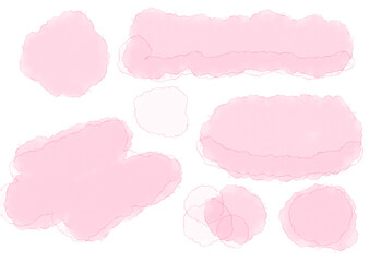 Set of pink watercolor paint