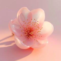 Tiny cute isometric peach flower emoji, soft lighting, soft pastel colors, 3d icon clay render, blender 3d, pastel background