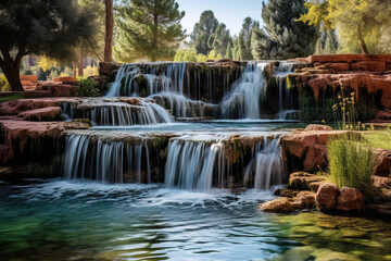 waterfall in the forest. 