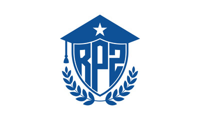 RPZ three letter iconic academic logo design vector template. monogram, abstract, school, college, university, graduation cap symbol logo, shield, model, institute, educational, coaching canter, tech