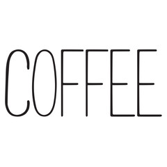 Lettering inscription. Vector word Coffee handwritten in black isolated on a transparent background