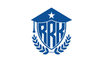 RRK three letter iconic academic logo design vector template. monogram, abstract, school, college, university, graduation cap symbol logo, shield, model, institute, educational, coaching canter, tech