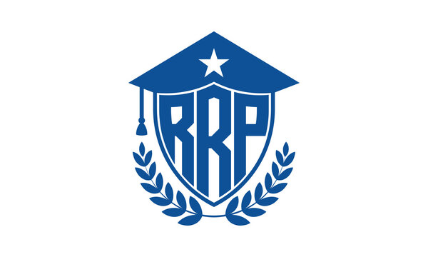 RRP three letter iconic academic logo design vector template. monogram, abstract, school, college, university, graduation cap symbol logo, shield, model, institute, educational, coaching canter, tech
