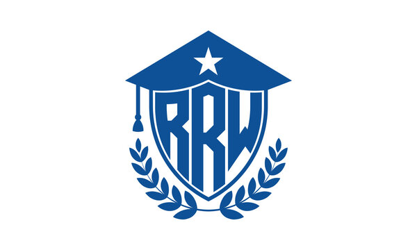 RRW three letter iconic academic logo design vector template. monogram, abstract, school, college, university, graduation cap symbol logo, shield, model, institute, educational, coaching canter, tech