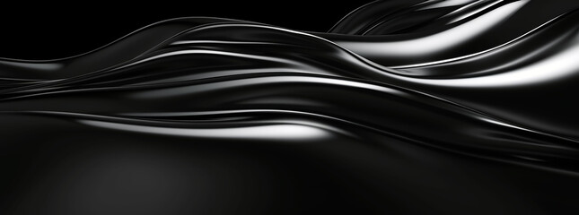 a black background with curved waves