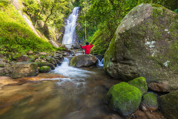 Chao Doi waterfall, Beautiful waterfall in Mae Moei national Park, Tak  province, ThaiLand.