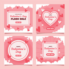 set of cards valentine day social media post