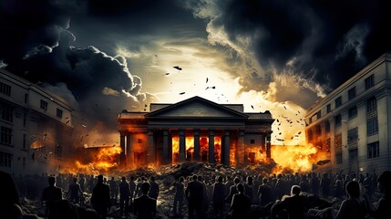 The concept of exchange in financial markets is the collapse of the financial system of capitalism. collapse of a financial pyramid, dollars are burning in the dark.