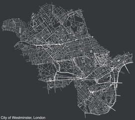 Street roads map of the CITY OF WESTMINSTER, LONDON