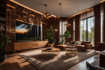 modern living room with fireplace