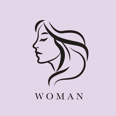 Women icon logo, modern flat design, paintbrush, hand draw vector