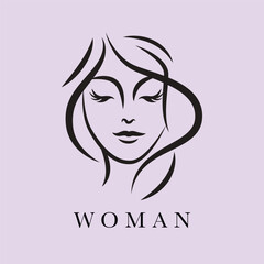 Women icon logo, modern flat design, paintbrush, hand draw vector