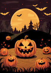halloween background with pumpkins card