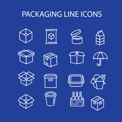 set of packaging line vector icons 