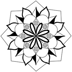 Mandala black and white flower for tattoo and stamps