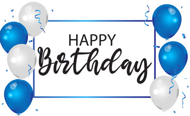 Happy birthday vector transparent background. colorful happy birthday border frame with confetti. happy birthday greeting card.