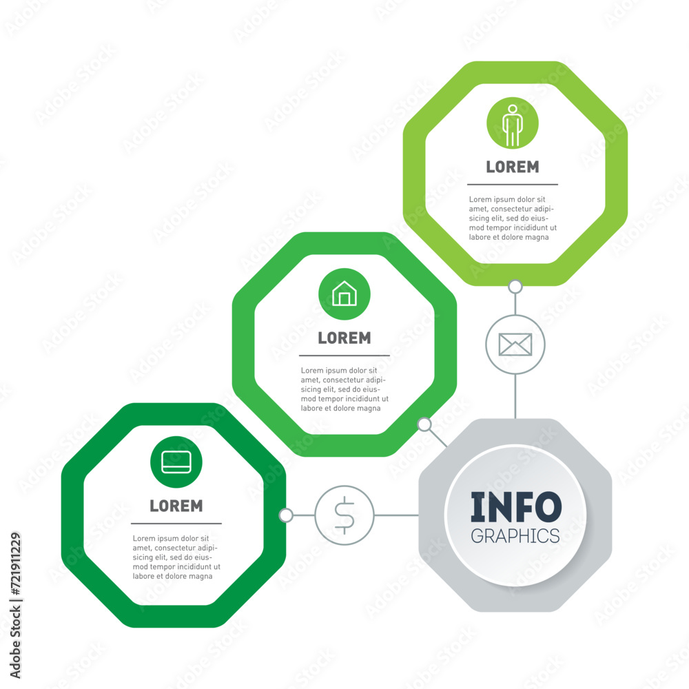 Poster infographic or task tree with 3 steps. info graphic or report with three parts. energy-saving techno