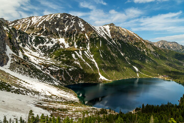 Morskie Oko lake, or Eye of the Sea, Poland, Tatra Mountains National Park