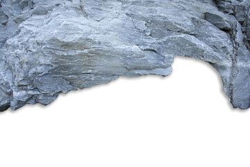 Rock texture. The surface of the mountain resembles a rock wall on a white background.