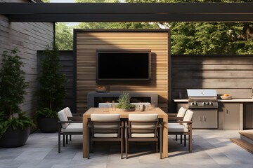 An outdoor BBQ room