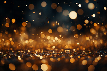 golden sparkles flying on a dark background, abstract background...