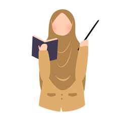 Hijabi teacher cartoon illustration
