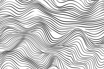 Fototapeta na wymiar Abstract black and white hand drawn wavy line drawing seamless pattern. Modern minimalist fine wave outline background, creative monochrome wallpaper texture print.