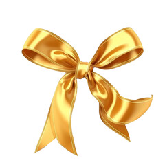 Gold Ribbon with a Beautiful Bow on Transparent Background