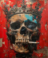 Fantastic Smoking King Skull Wall
