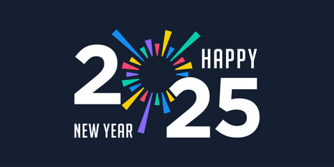 2025 Happy New Year design vector. colorful fireworks and trendy new year 2025 design template.