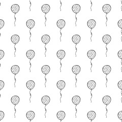 Holiday seamless pattern with flying balloon doodle for decorative print, wrapping paper, greeting cards, wallpaper and fabric