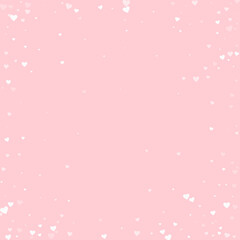 White hearts scattered on pink background.
