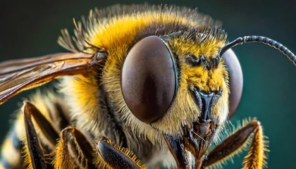 Fototapeten extreme macro Read of bee eye iris on black background, macro, photography  © blackdiamond67
