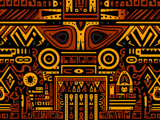 Hand drawn abstract seamless pattern, colorful, ethnic background, inca, african style - great for textiles, banners, wallpapers,design, illustration.
