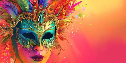 Foto op Canvas Brazilian Carnival, music festival, masquerade flyer template.  © Nopparat