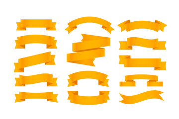 Obraz premium Golden retro style ribbons isolated on white background. Vector clipart