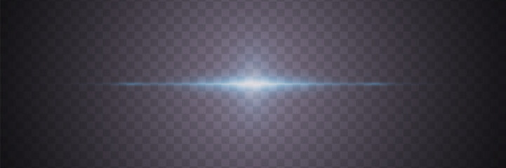 Horizontal flare of lens and light. Light beam and flash.