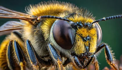 Fototapeten extreme macro Read of bee eye iris on black background, macro, photography  © blackdiamond67