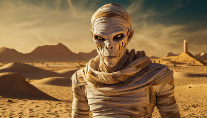 evil mummy in the desert monster dark horror scary Halloween creepy spooky