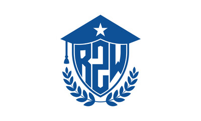RZW three letter iconic academic logo design vector template. monogram, abstract, school, college, university, graduation cap symbol logo, shield, model, institute, educational, coaching canter, tech