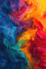 Bright and vibrant, an abstract of vivid and intense rainbow of colors flowing around