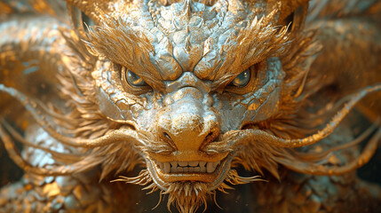 A close-up illustration of the Chinese Golden Dragon
