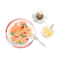 パスタ、スープとコーヒーのセット